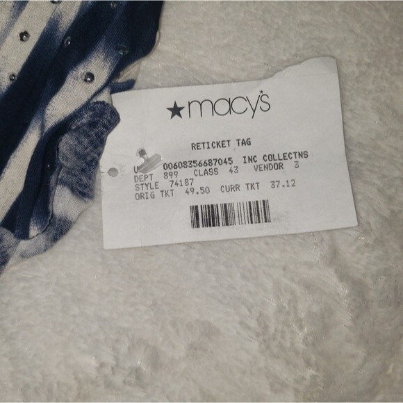 NEW INC Rhinestone Layered Tank Blue and White, Size Small - Picture 6 of 6